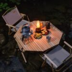 접이식 원목 롤테이블 우드 캠핑용테이블 팔각형